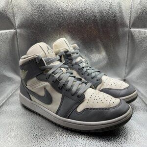 Size 11 Nike Air Jordan 1‎ Mid Sail Stealth White Womens Sneakers BQ6472-115